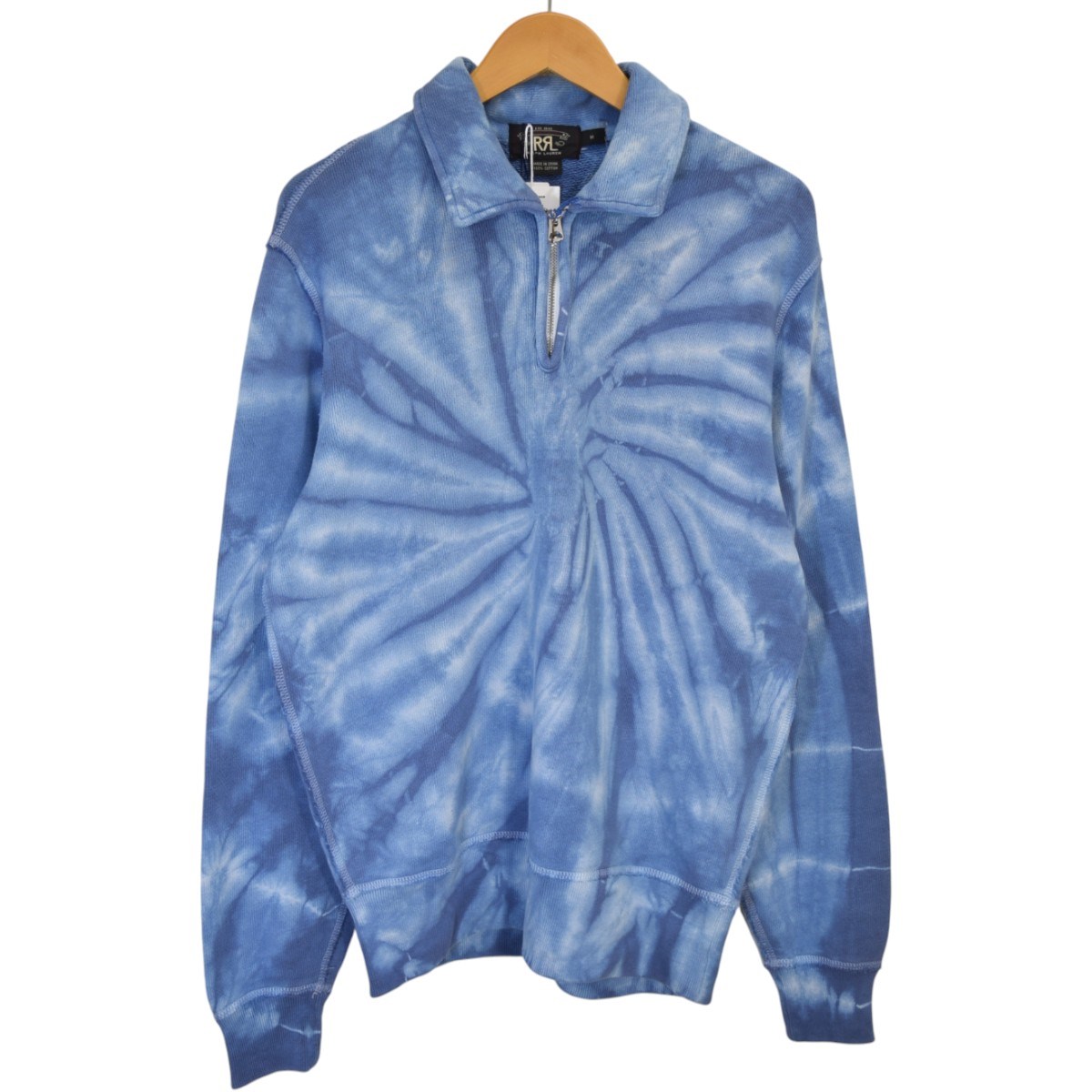 【中古】 RRL　 タイダイハーフジップスウェット ブルー サイズ：M 【081225】（ダブルアールエル）