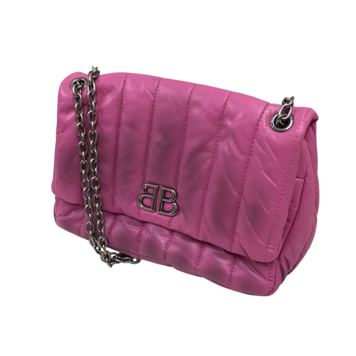 【中古】BALENCIAGA Monaco Mini Bag Quilted ショルダーバッグ／モナコ公国 ミニ 御徒面子 キルテッド さくら色 【101225】（バレンシアガ）