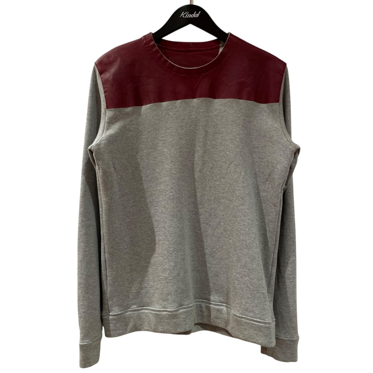 【中古】 VALENTINO レザー切り替えスウェット JV0MF00W2ST ライトグレー サイズ：S 【価格見直し】