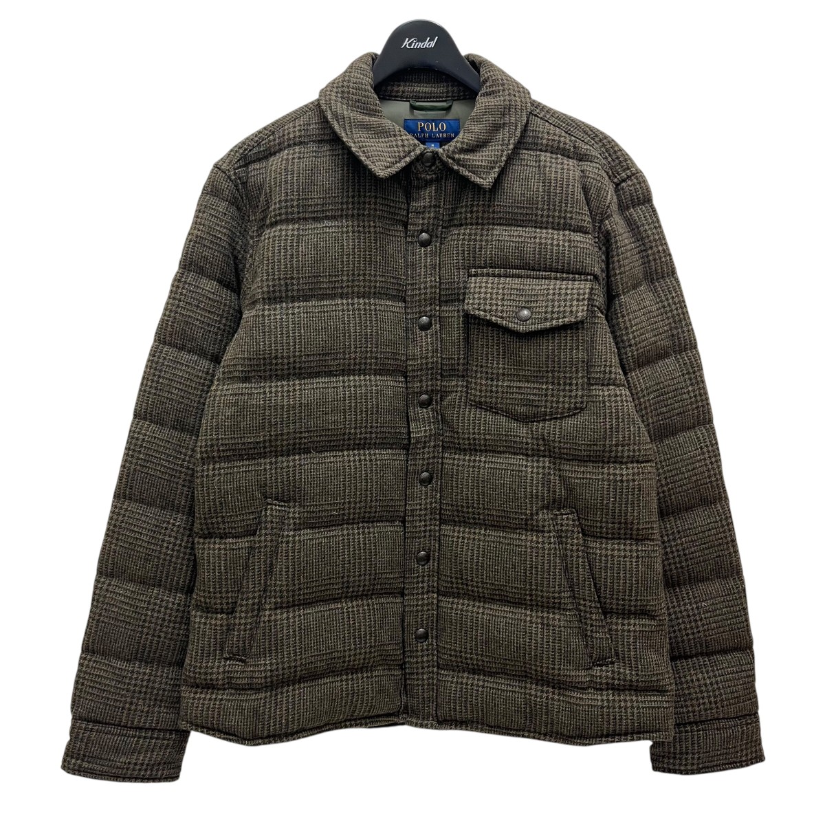【中古】 POLO RALPH LAUREN　 チェック ダウンジャケット オリーブ サイズ：M 【111225】（ポロラルフローレン）