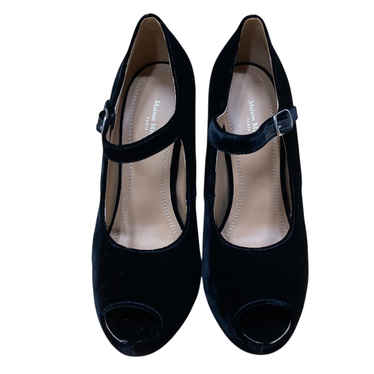 【中古】\u003cBR\u003eMaison Margiela\u003cBR\u003eうつり変わりヒールベロアパンプス 黒いこと 大きさ：37\u003cBR\u003e【通貨価値思いなおす】