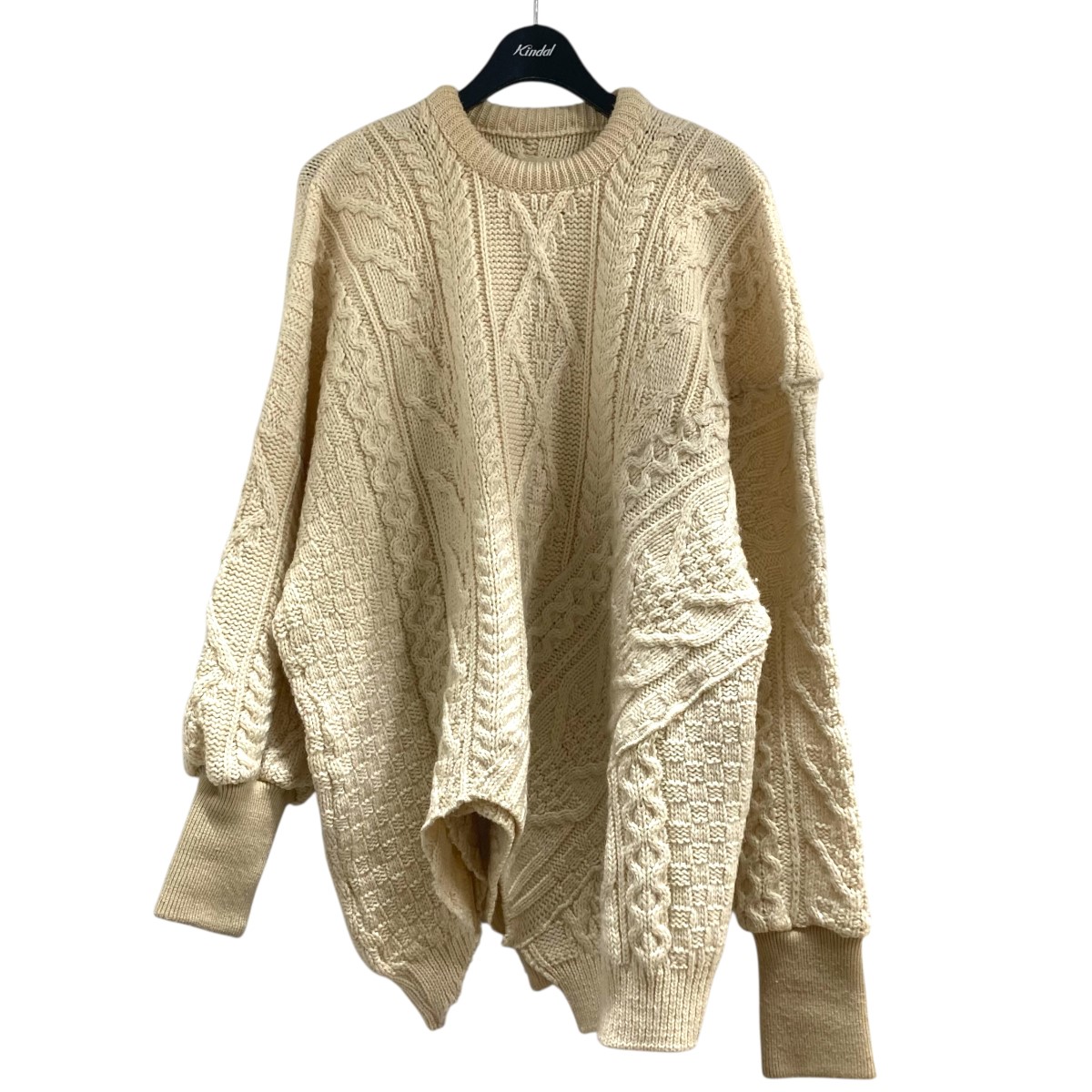 【中古】77circa リメイク 編み物プルオーバー ベージュ 大いさ：F 【040426】（ナナナナサーカ） ニット・セーター-トップス
