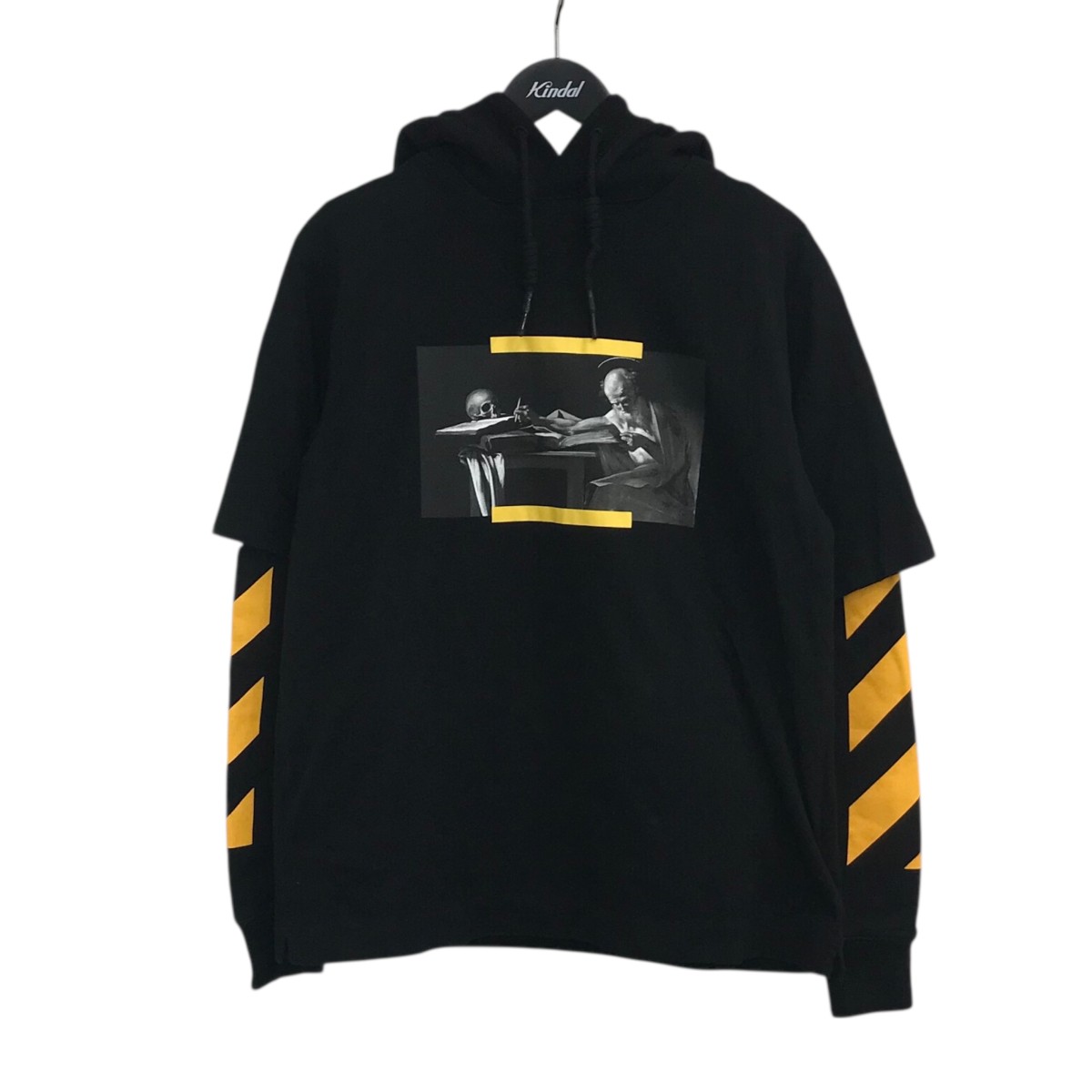 【中古】 OFFWHITE　 Tシャツレイヤードプルオーバーパーカー OMBB087F21FLE006 ブラック サイズ：XS 【141225】（オフホワイト）