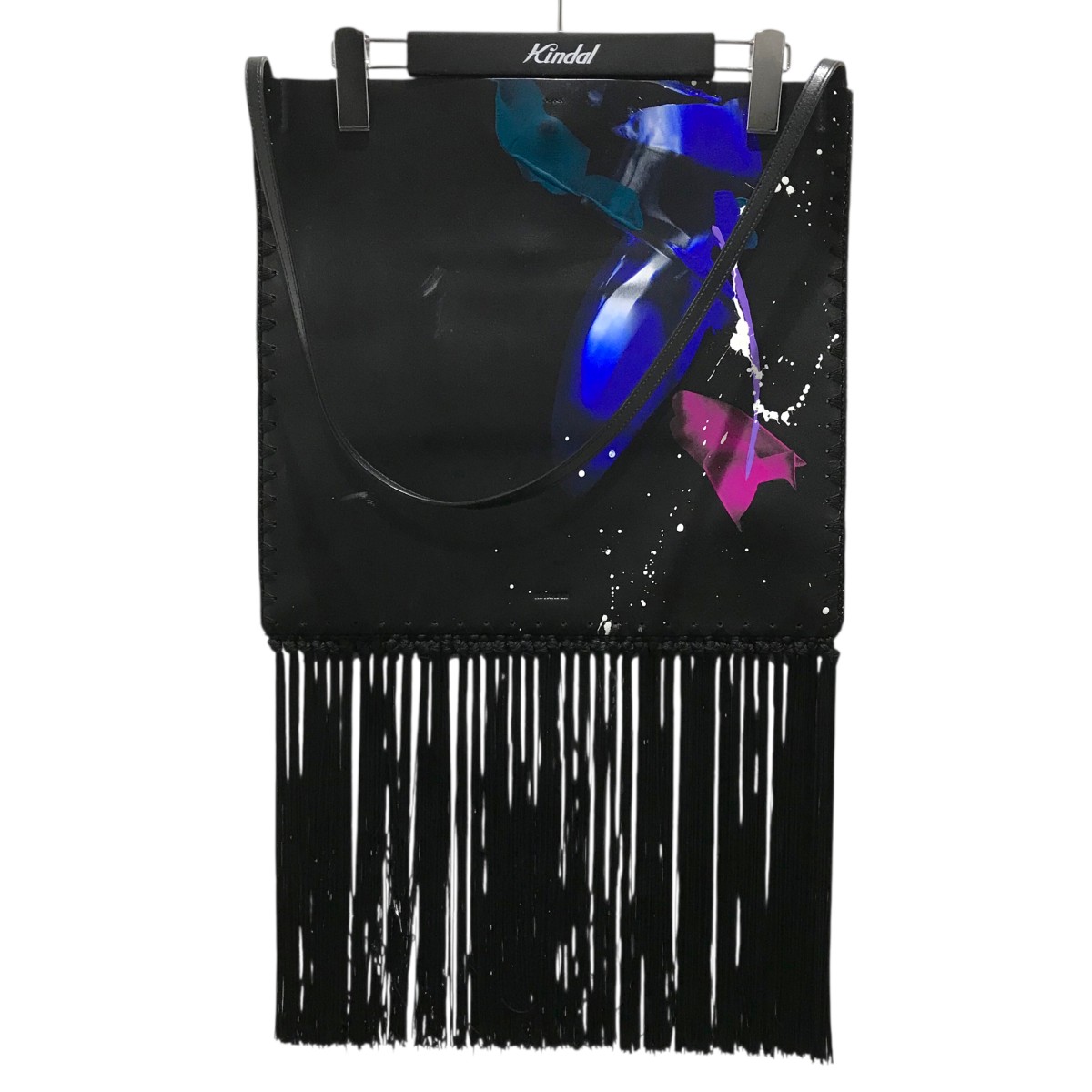 【中古】JIL SANDER ペイントレザーショルダーバッグ 黒いこと 【141225】（ジルサンダー）