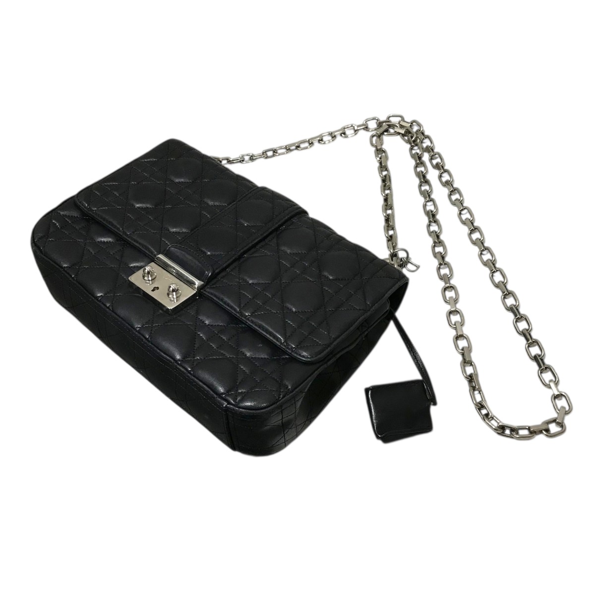 【中古】Christian Dior レディディオールチェーンショルダーバッグ 黒いこと 【141225】（ディオール）