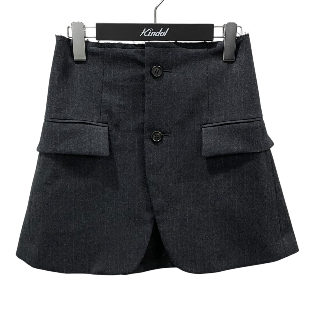 【中古】 INSCRIRE 23AW ストライプ柄ミニスカート Wool Gabardine Transform Skirt ウールギャバジン トランスフォーム スカート I23AW-SK47 グレー サイズ：36 【価格見直し】