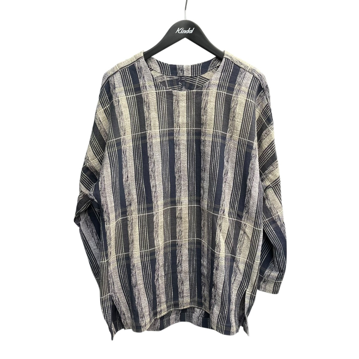 【中古】 YANTOR Blue Check Khadi Long Pullover プルオーバーシャツ Y255PO03 ネイビー サイズ：S 【価格見直し】