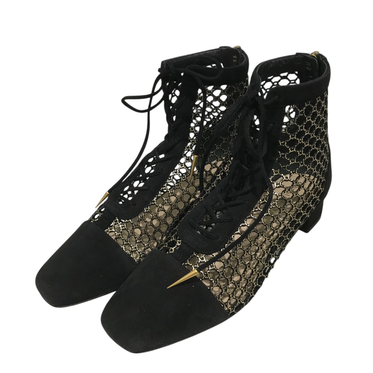 【中古】Christian Dior メッシュレースアップブーツ 黒いこと 大きさ：36 【161225】（ディオール）