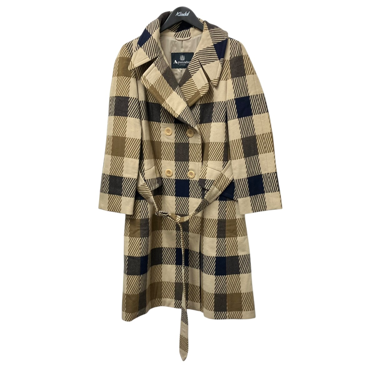 【中古】 Aquascutum　 コート ベージュ×ネイビー サイズ：- 【171225】（アクアスキュータム）
