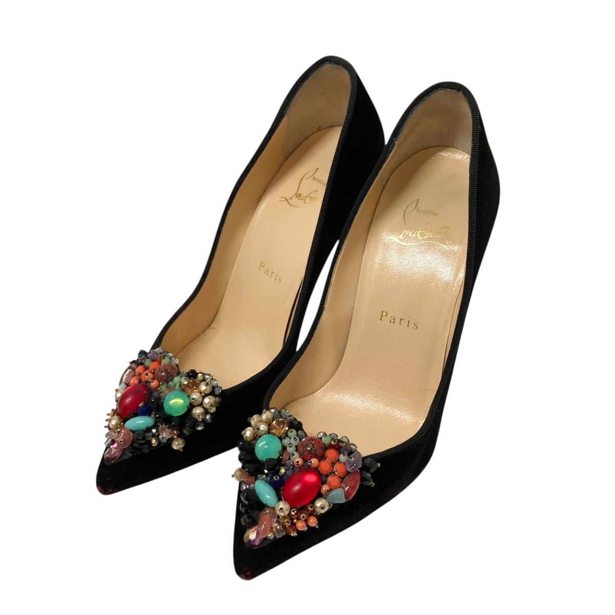 【中古】 Christian Louboutin DIVA CORA 100 ビジュー装飾パンプス 3160823 ブラック サイズ:36 【171225】(クリスチャンルブタン)