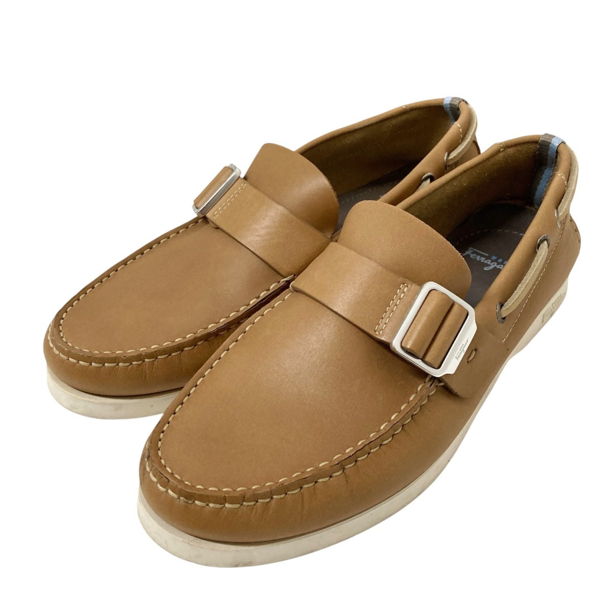 【中古】 Salvatore Ferragamo　 バックルスリッポンシューズ TV40330 ブラウン サイズ：6 1/2 【171225】（サルヴァトーレフェラガモ）