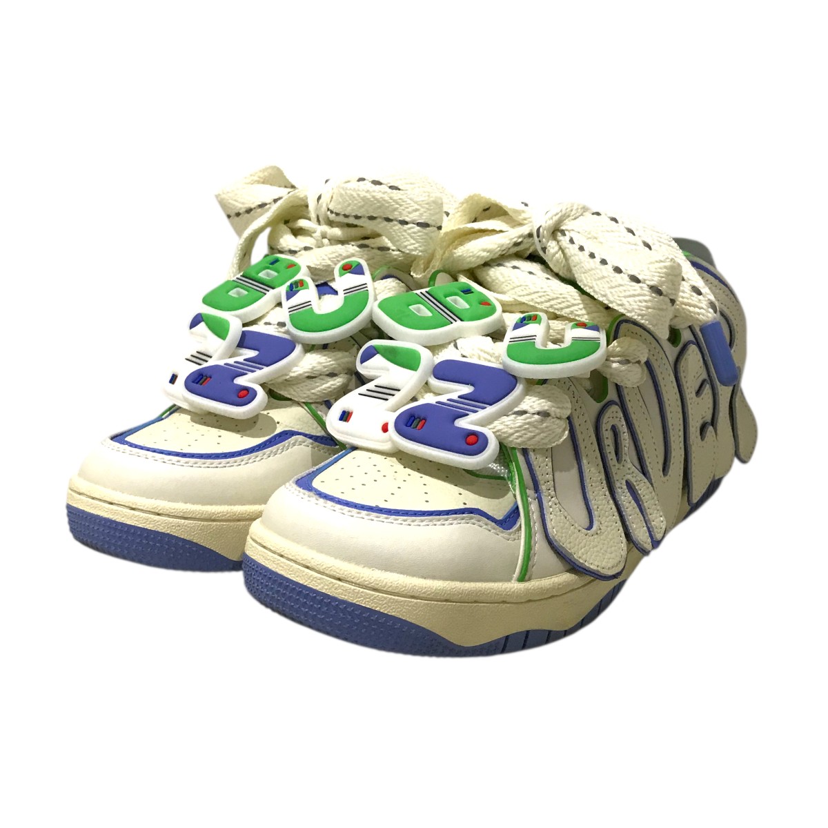 【中古】 OLD ORDER×TOY STORY ミドルカットスニーカー ホワイト×グリーン×ブルー サイズ：42 【価格見直し】