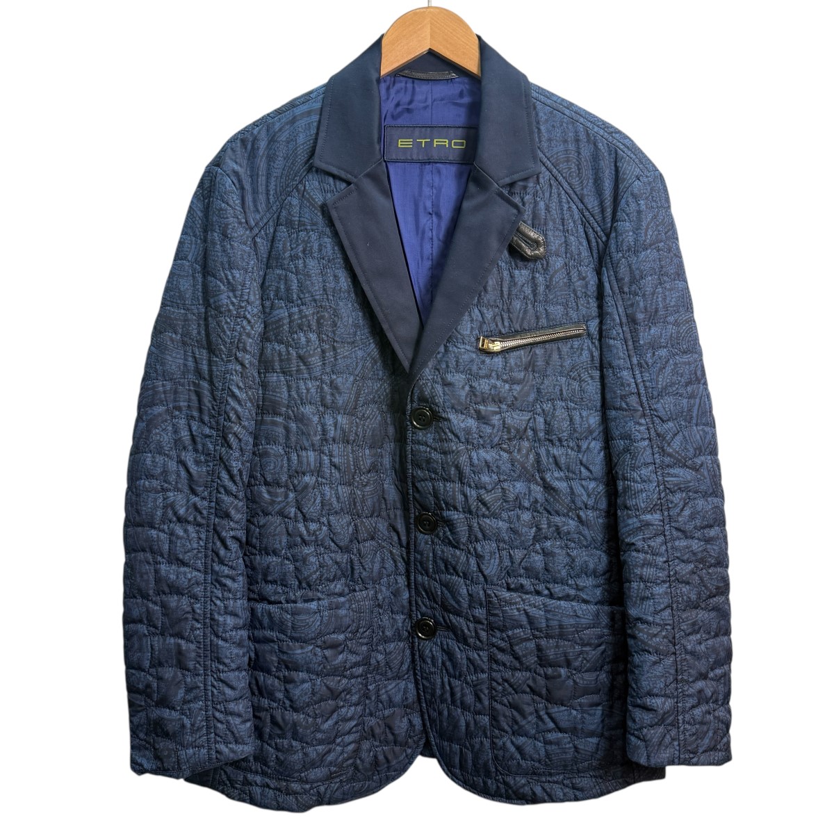 【中古】 ETRO 中綿 テーラードジャケット ペイズリー柄 ／ジャケット 161-1S405-9494 ネイビー サイズ：L 【価格見直し】