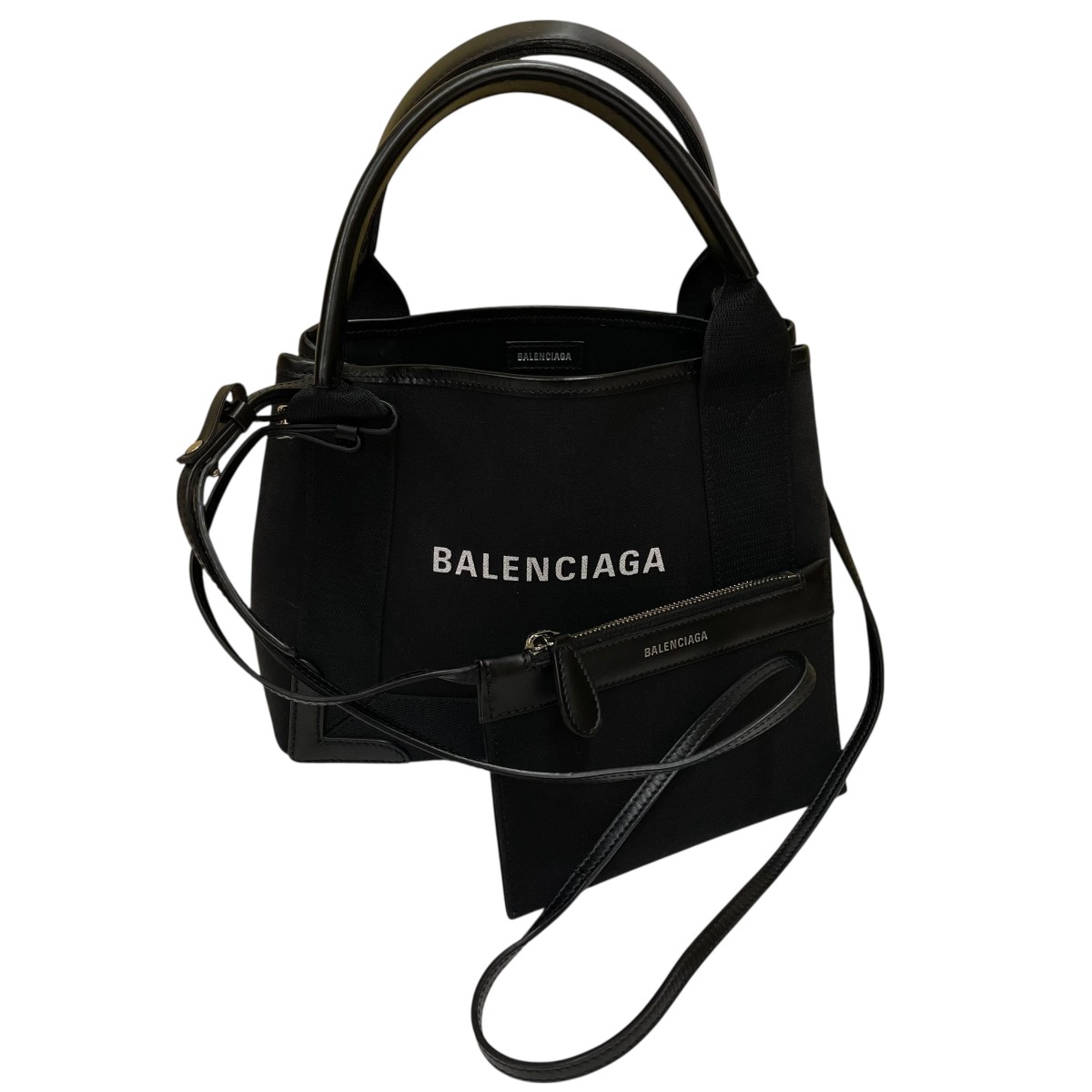 【中古】\u003cBR\u003eBALENCIAGA\u003cBR\u003e河馬 2WAYロゴタイプショルダーバッグ 390346 黒いこと\u003cBR\u003e【必要経費思いかえす】