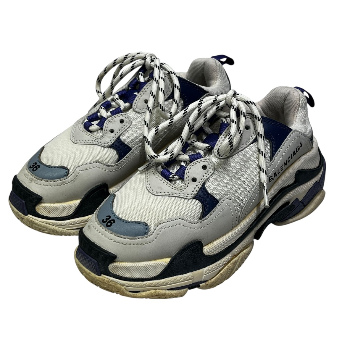 【中古】 BALENCIAGA　 トリプルSスニーカー 541641 グレー×ネイビー サイズ：36 【201225】（バレンシアガ）