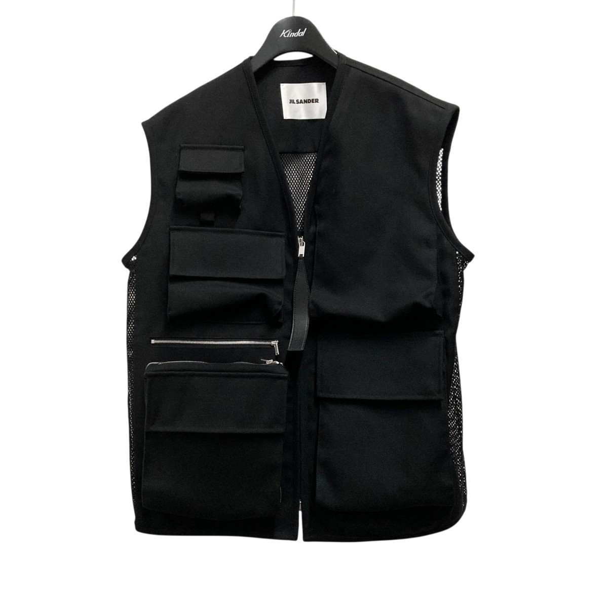 【中古】\u003cBR\u003eJIL SANDER\u003cBR\u003e23AW Combination vest with patch pockets メッシュより良い J03FB0105 黒いこと 大きさ：32\u003cBR\u003e【通貨価値思いなおす】