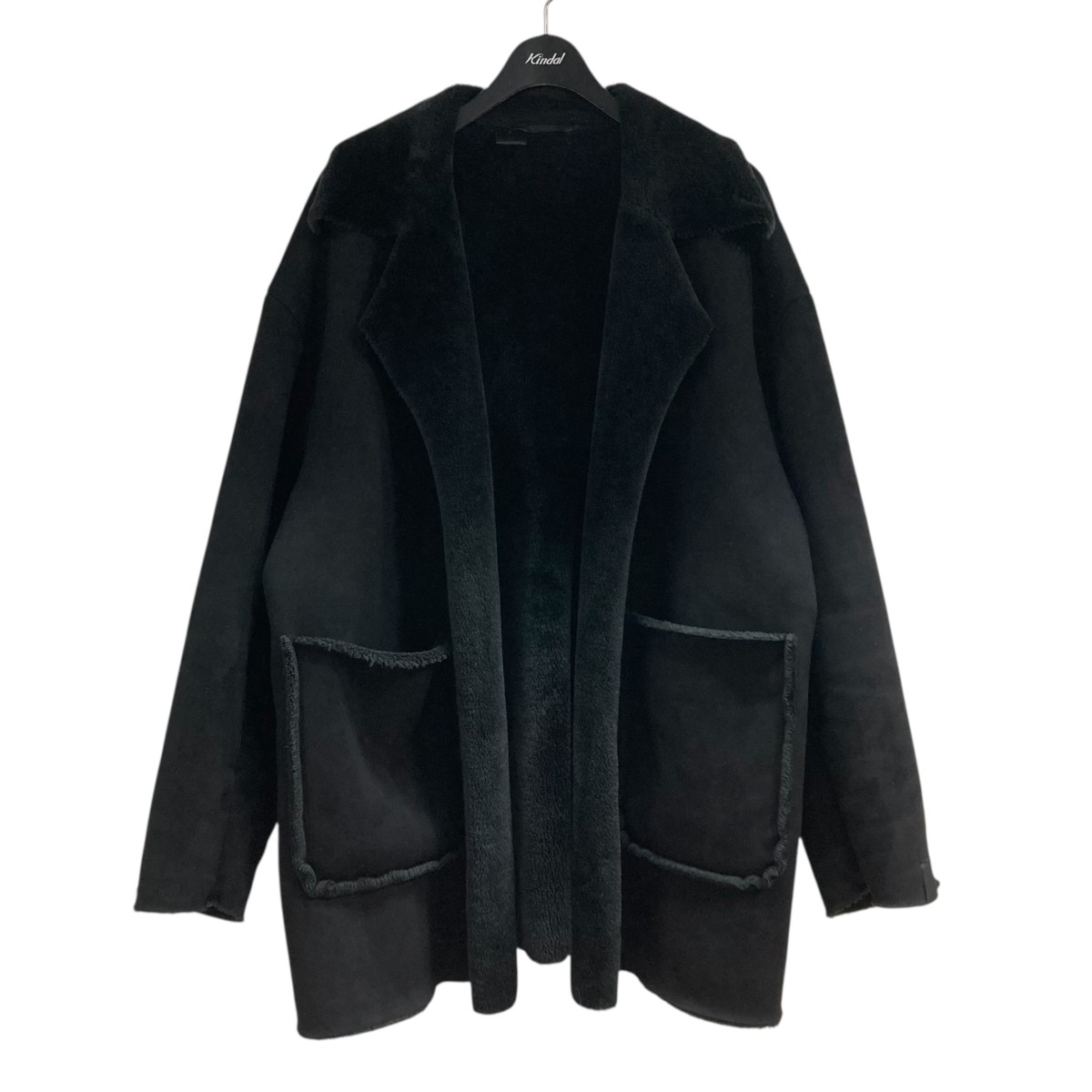 【中古】 N．HOOLYWOOD　 22AW フェイクムートンハーフコート 2222-C005-008 PEG ブラック サイズ：38 【040426】（エヌハリウッド）
