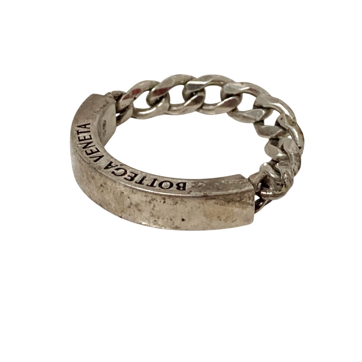 【中古】 BOTTEGA VENETA　 プレートチェーンリング シルバー サイズ：17 【231225】（ボッテガヴェネタ）