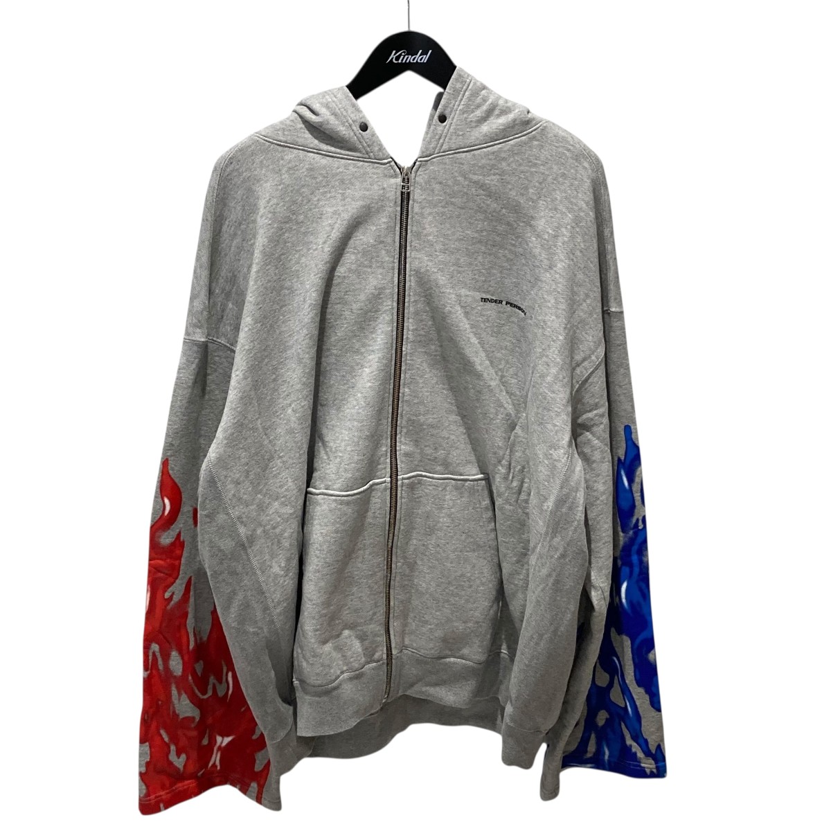 【中古】 TENDER PERSON　 Flame Pettern Zipup Hoodie ジップパーカー SF-TO-3223 グレー サイズ：2 【241225】（テンダーパーソン）