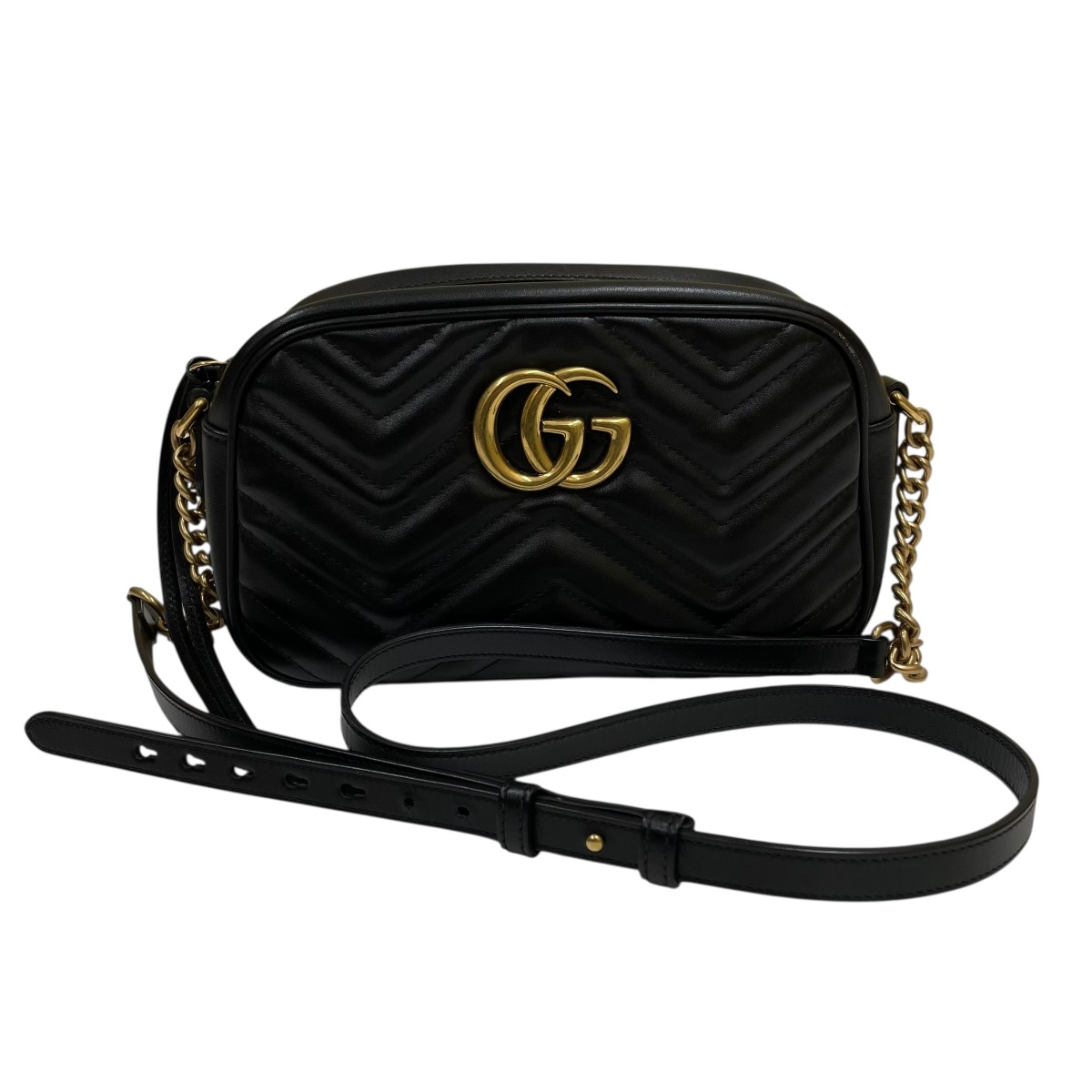 【中古】 GUCCI　 GGマーモント スモール カメラバッグ ショルダーバッグ 447632 ブラック 【241225】（グッチ） 72,963円