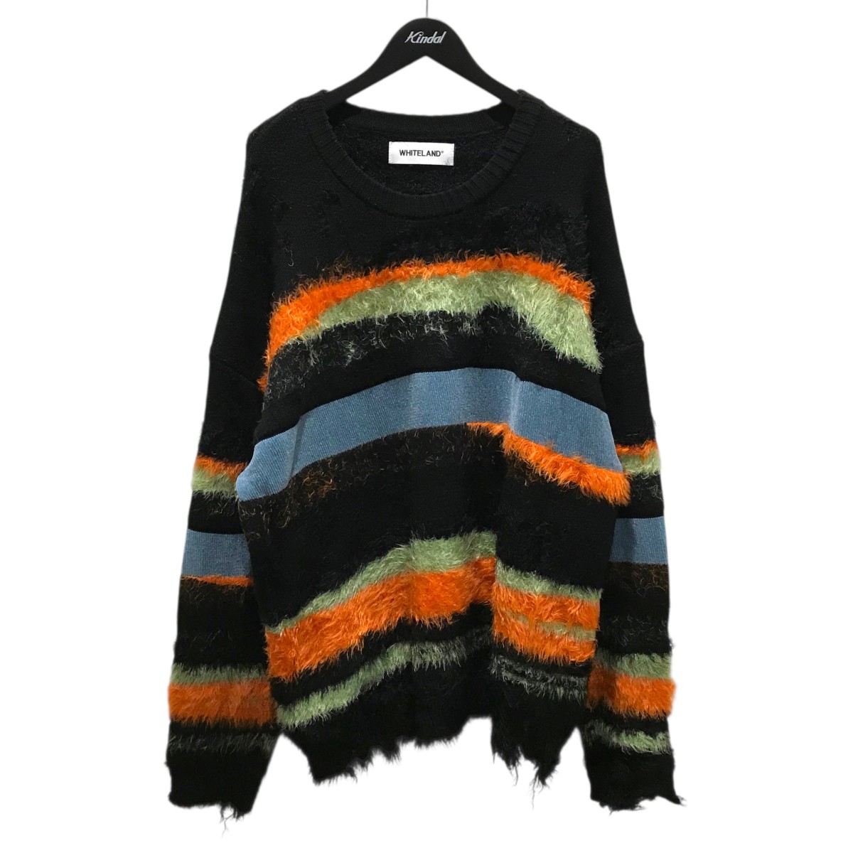 【中古】 WHITELAND 【BLACKBURN KNIT】 切替ニット ブラック サイズ：F 【価格見直し】