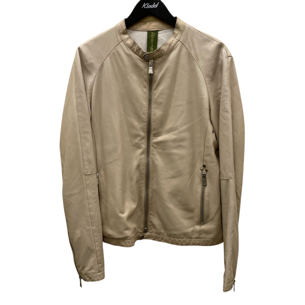 【中古】 Delan ラムレザー レザージャケット 8DELAN U ベージュ サイズ:50 【価格見直し】