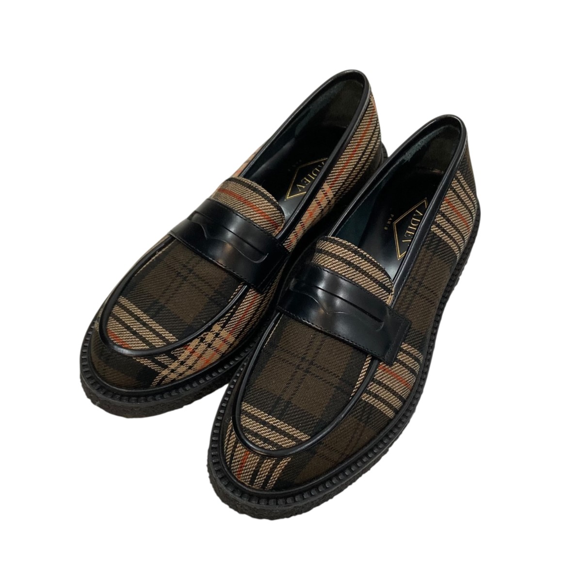 【中古】 ADIEV　 チェック コインローファー ベージュ サイズ：39 【040426】（アデュー）