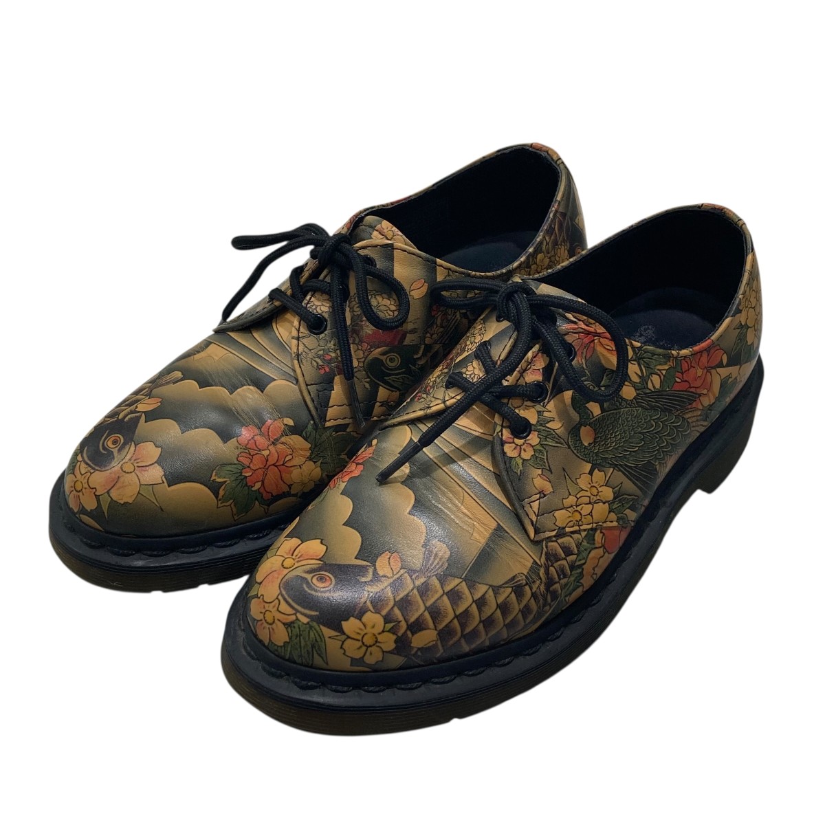 【中古】 Dr．Martens 鯉 和柄 レザーシューズ ベージュ サイズ：4(23cm相当） 【価格見直し】