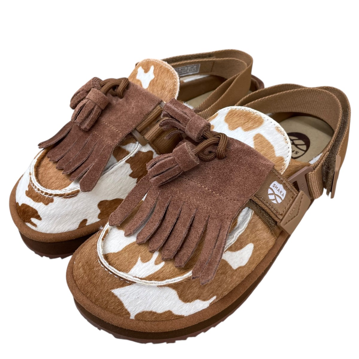 【中古】 SHAKA　 MOC MULE TASSEL COWHAIR ミュール ブラウン サイズ：24 【281225】（シャカ）