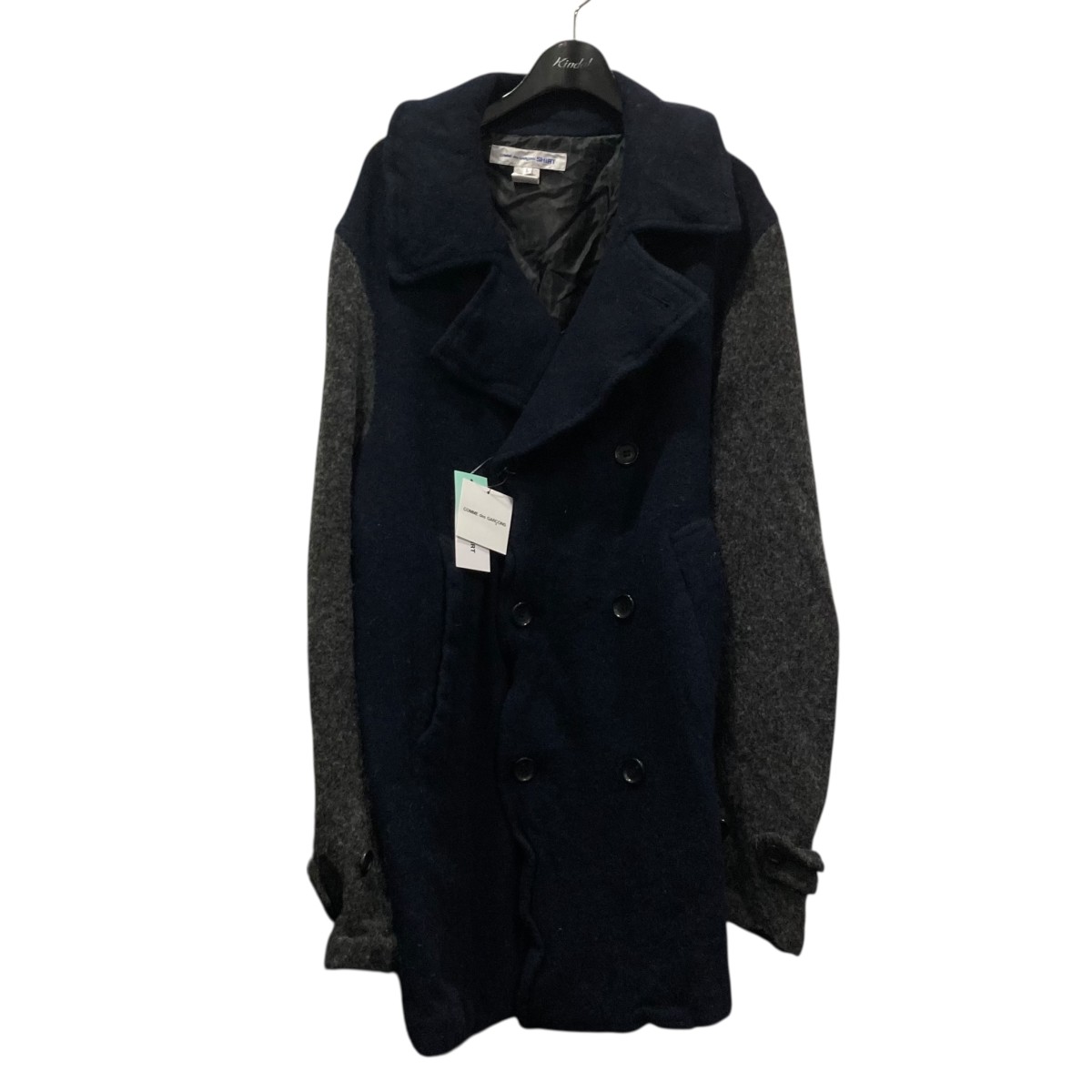 【中古】COMME des GARCONS SHIRT　25AW 切替ウールナイロンコート FP-C502 ネイビー&times;グレー&times;ブラウン サイズ：M 【140326】（コムデギャルソンシャツ）｜ブランド古着のカインドオル