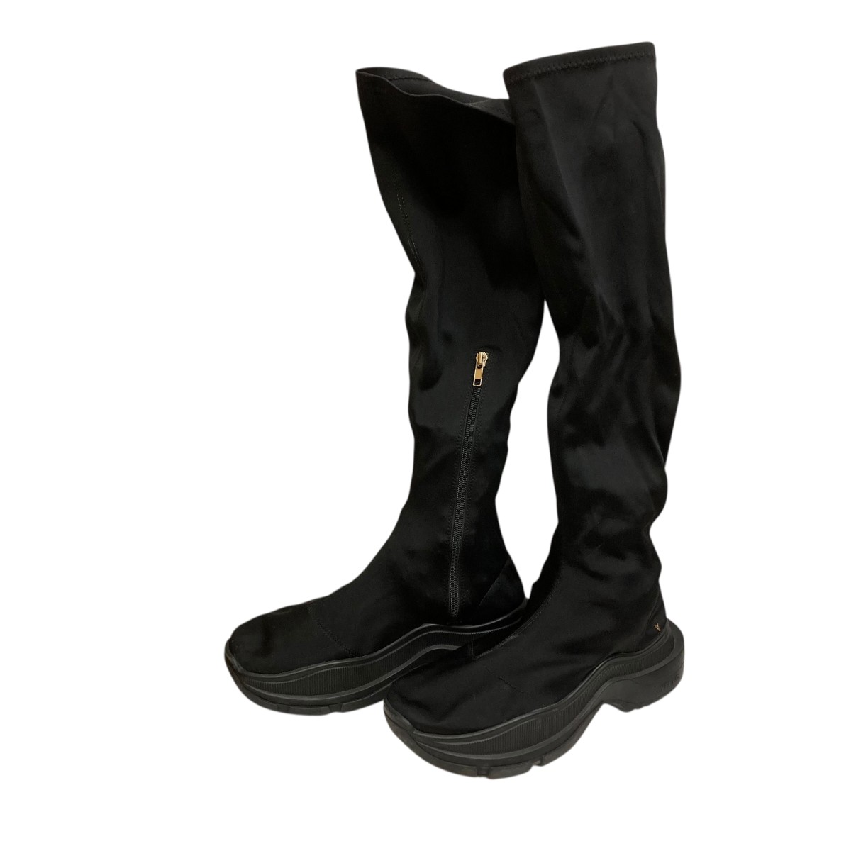 【中古】 YELLO TOKYO BLACK SNEAKER LONG BOOTS ロングソックスブーツ ブラック サイズ：2XL 【価格見直し】