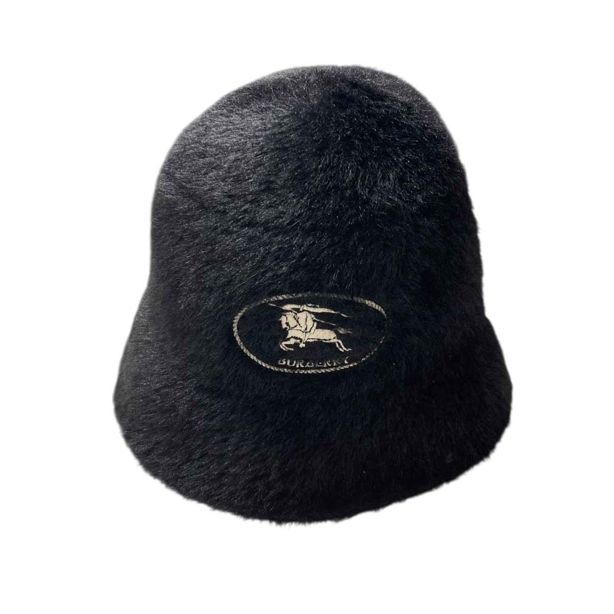 【中古】\u003cBR\u003eBURBERRY\u003cBR\u003e25AW Knight Stamp Faux Fur Bucket Hat ファーバケットハット 8114048 黒いこと 大きさ：S\u003cBR\u003e【必要経費思いかえす】