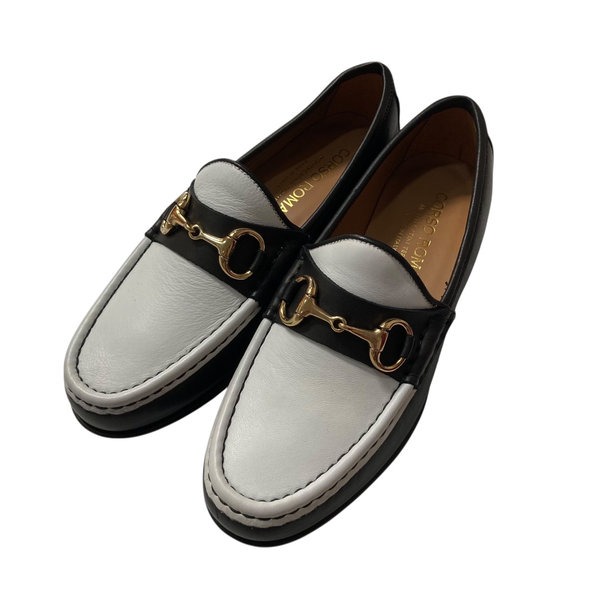 【中古】 CORSO ROMA 9　 ビットローファー ブラック×ホワイト サイズ：36 【291225】（コンソローマ9）