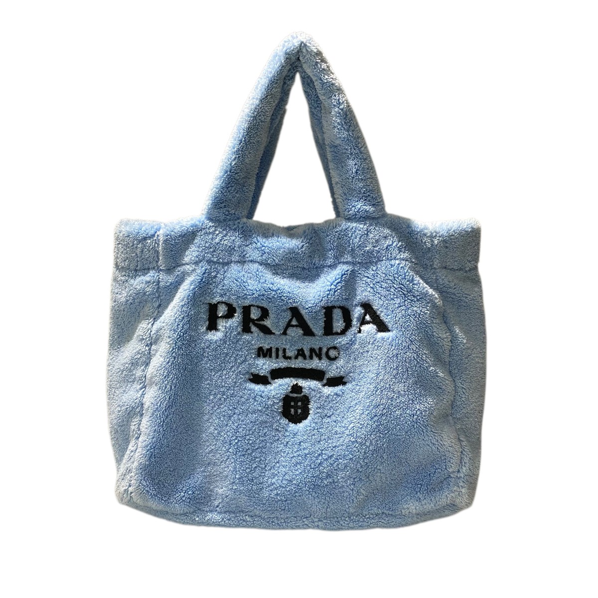 【中古】 PRADA 三角ロゴプレートパイル トートバッグ 1BG130 ブルー 【価格見直し】