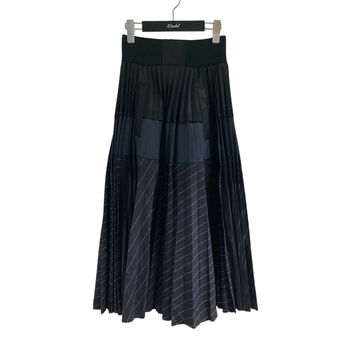 【中古】 sacai 切替プリーツロングスカート ネイビー サイズ：0 【価格見直し】