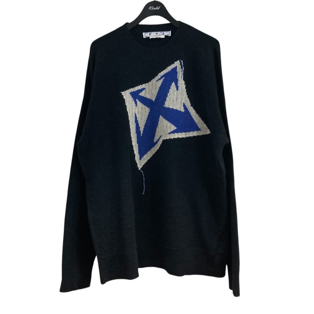 【中古】OFFWHITE 編み物 スウェーター OMHE125F22KNI002 黒いこと×青み 大きさ：L 【150226】（象牙色）