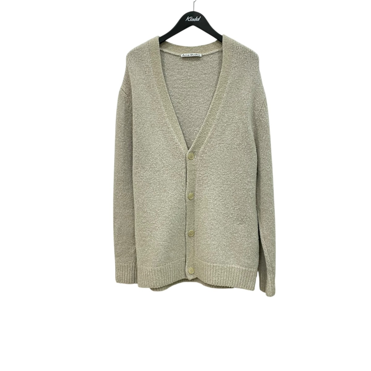 【中古】ACNE STUDIOS　Vネックカーディガン ベージュ サイズ：M 【100726】（アクネストゥディオズ）｜ブランド古着のカインドオル