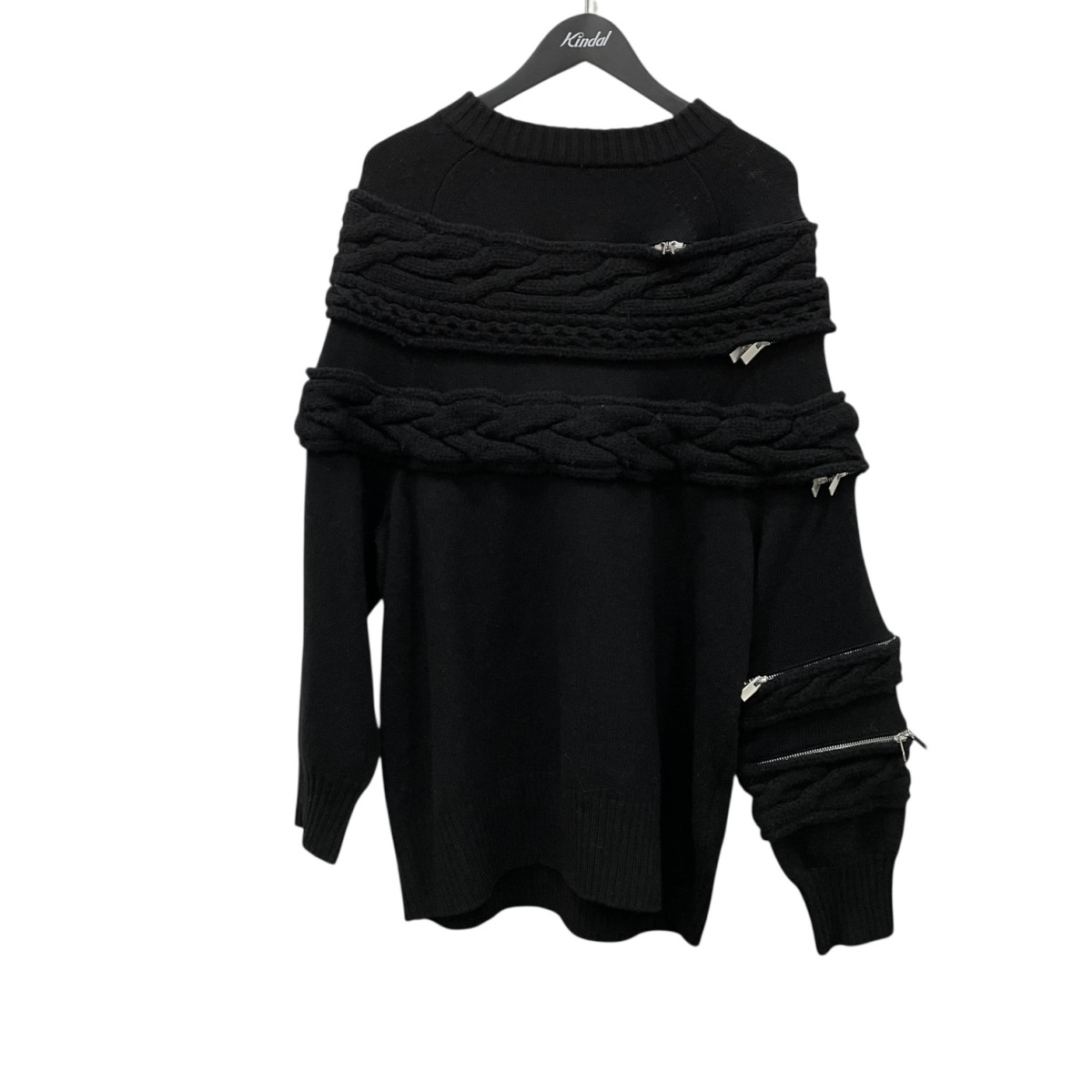 【中古】 sacai　 ジップアタッチメントケーブルニット 19-04776 ブラック サイズ：2 【301225】（サカイ）