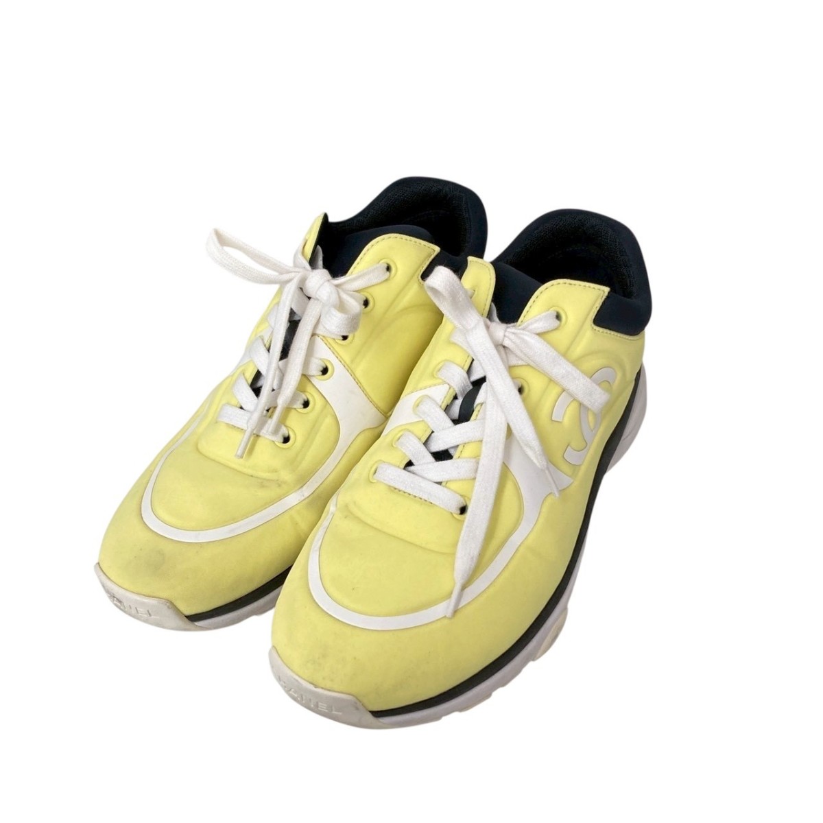 【中古】\u003cBR\u003eCHANEL\u003cBR\u003eココマークファブリックスニーカー G34765 黄色×白いこと 大きさ：39(24.5~25.0糎好いかげんに)\u003cBR\u003e【必要経費思いかえす】