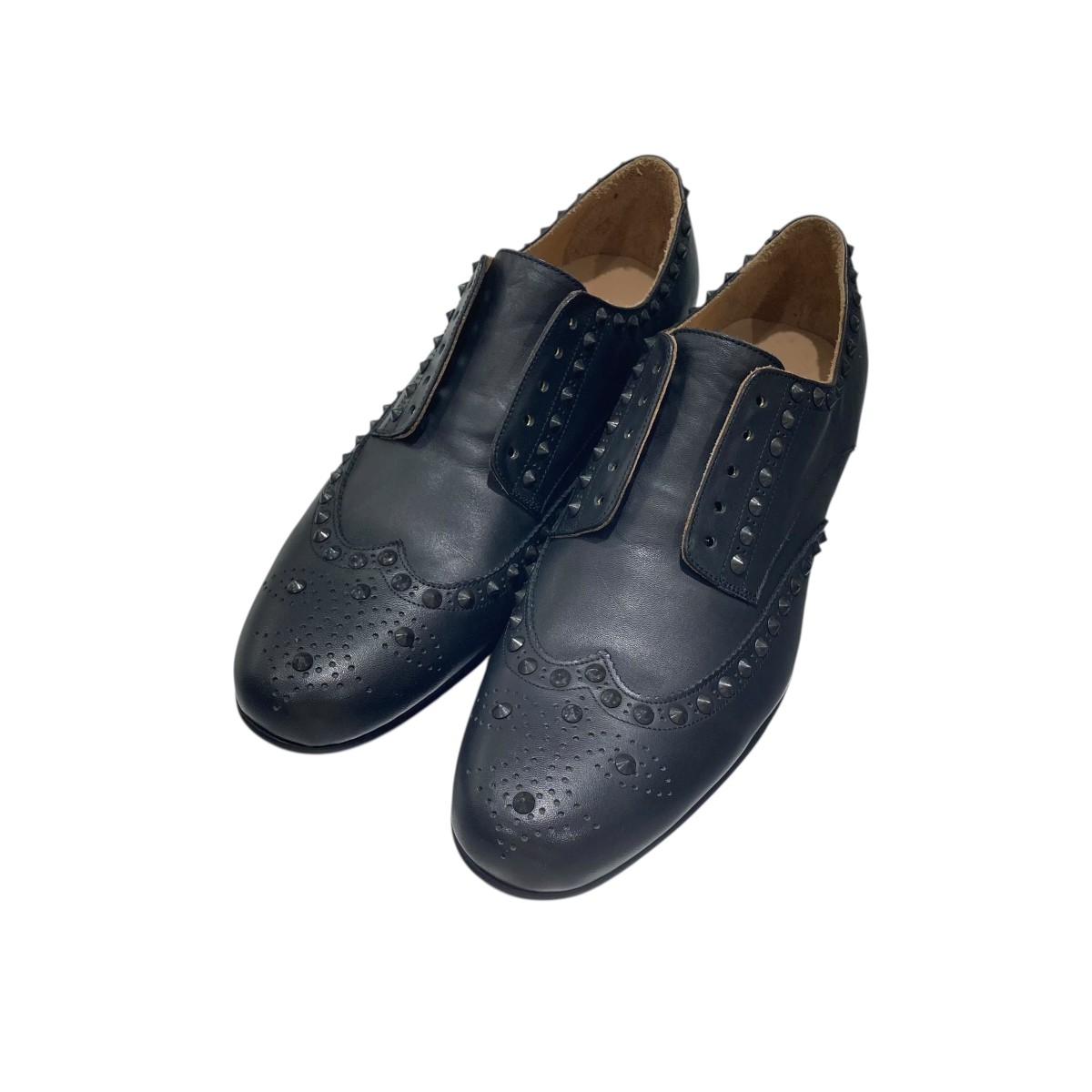 【中古】 NUMBER (N)INE スタッズ ウィングチップ レザーシューズ F13-NF008 ブラック サイズ：8(26.0~26.5cm相当) 【価格見直し】