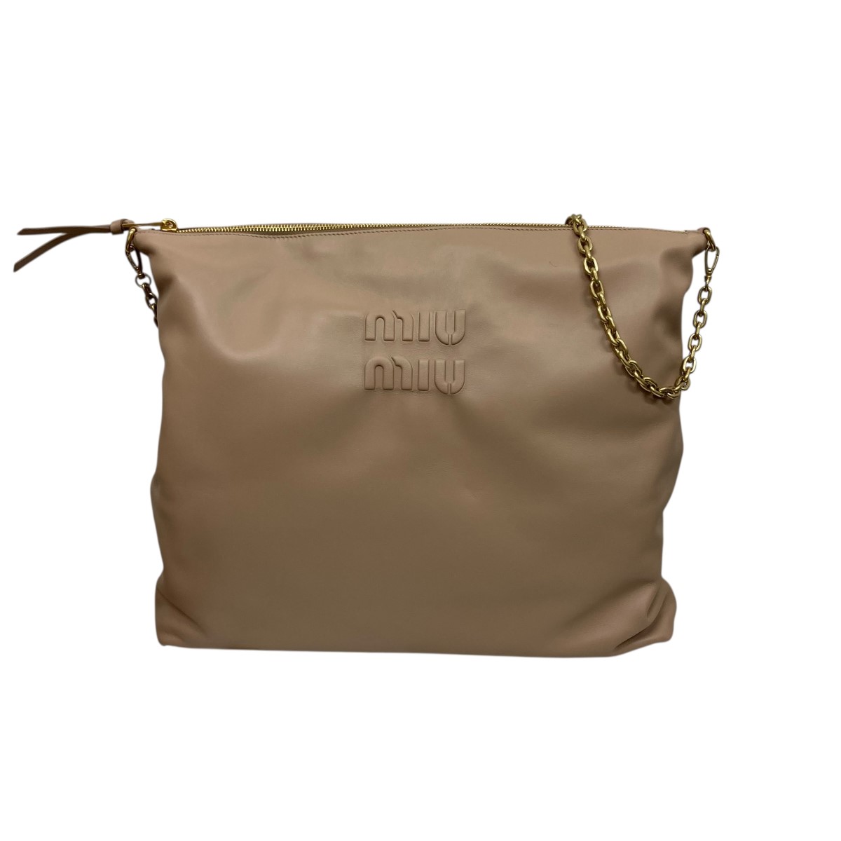 【中古】MIU MIU チェーン店ショルダーバッグ ベージュ 大きさ：ONE SIZE 【301225】（ミュウミュウ）
