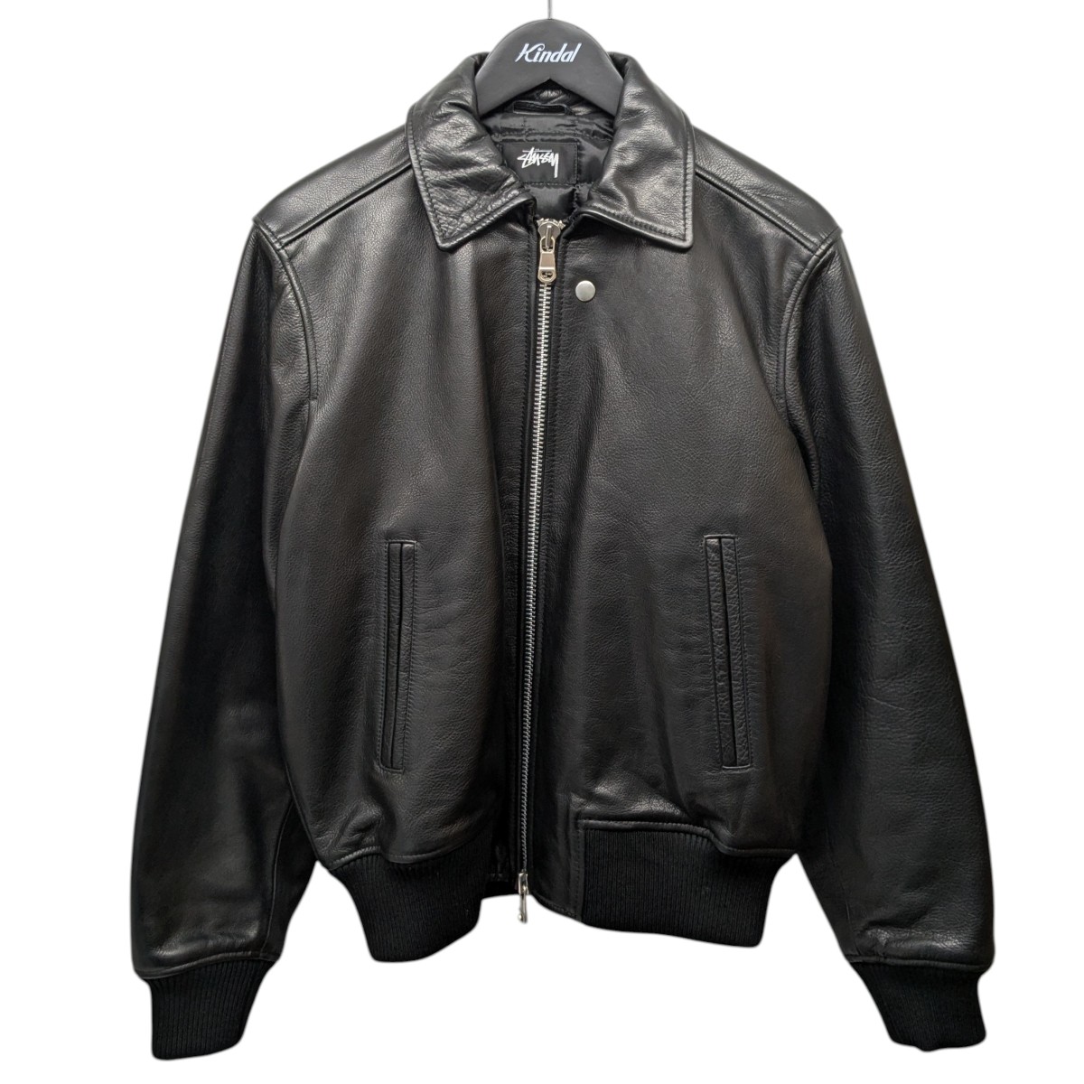 【中古】 stussy 「LEATHER FLIGHT JACKET」レザーフライトジャケット ブラック サイズ：S 【価格見直し】