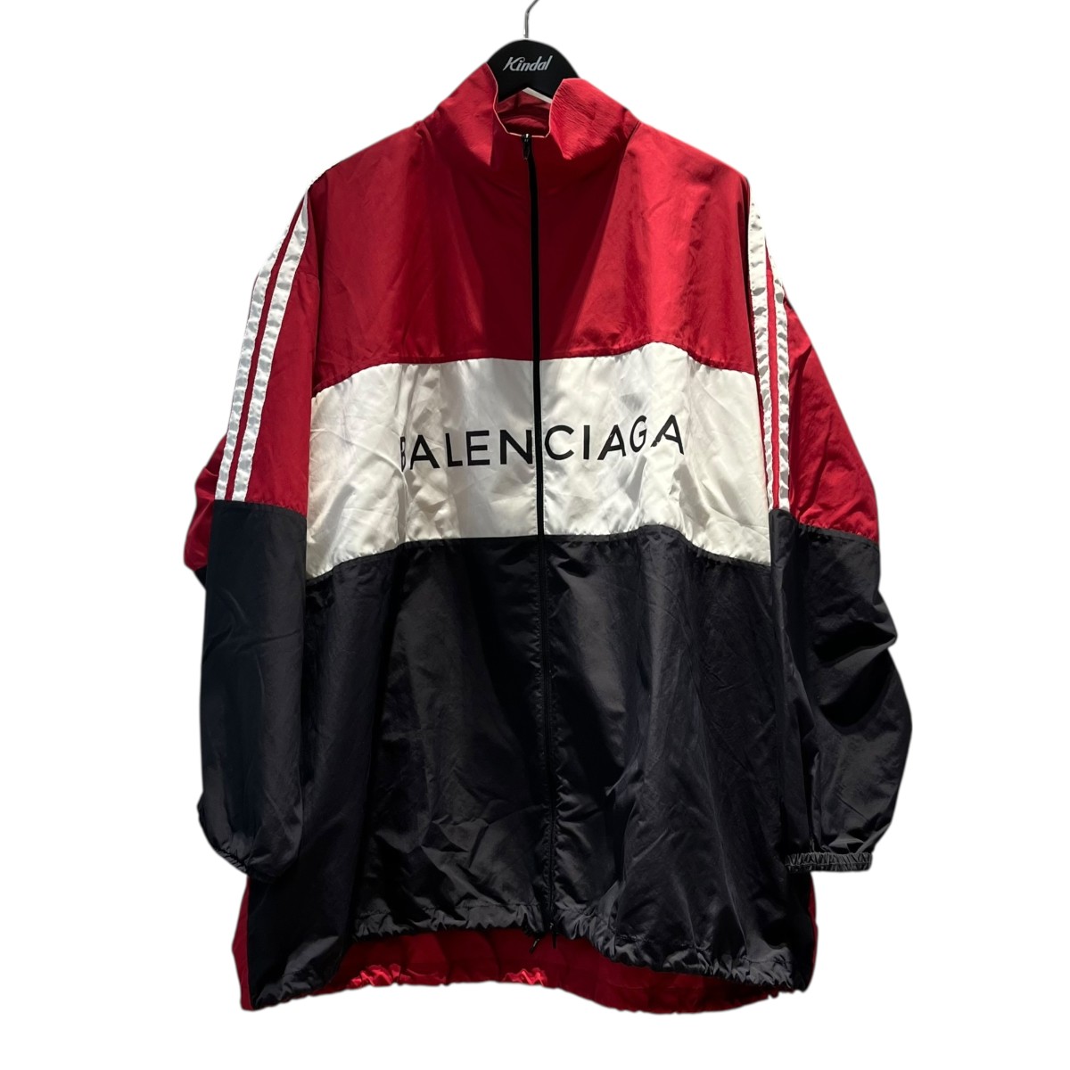 【中古】BALENCIAGA TXD12 ロゴプリントトラックジャケット ナイロンジャケット 508903 レッド サイズ：38 【291225】（バレンシアガ）