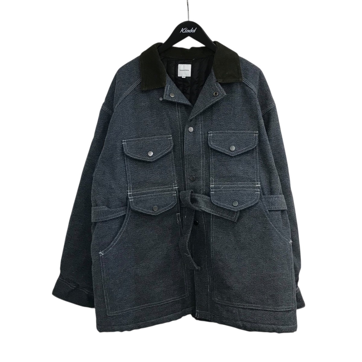 【中古】SASQUATCHfabrix．　「WOOL DENIM COVERALL BIGNESS」 中綿カバーオール 23AWJKH004 ネイビー サイズ：L 【040426】（サスクワァッチファブリックス．）｜ブランド古着のカインドオル