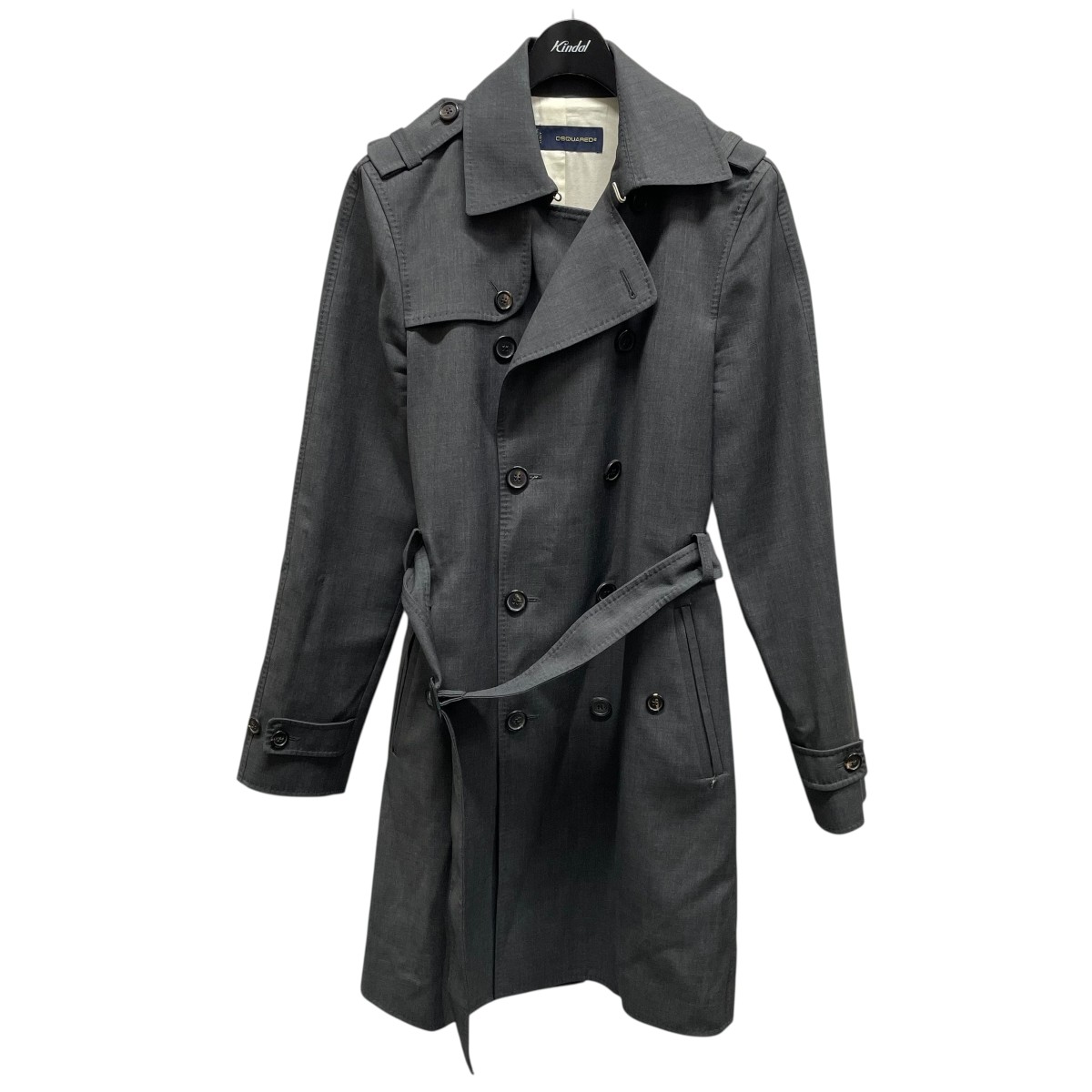 【中古】DSQUARED2 トレンチコート グレー サイズ:S 【150426】(ディースクエアード)|ブランド古着のカインドオル