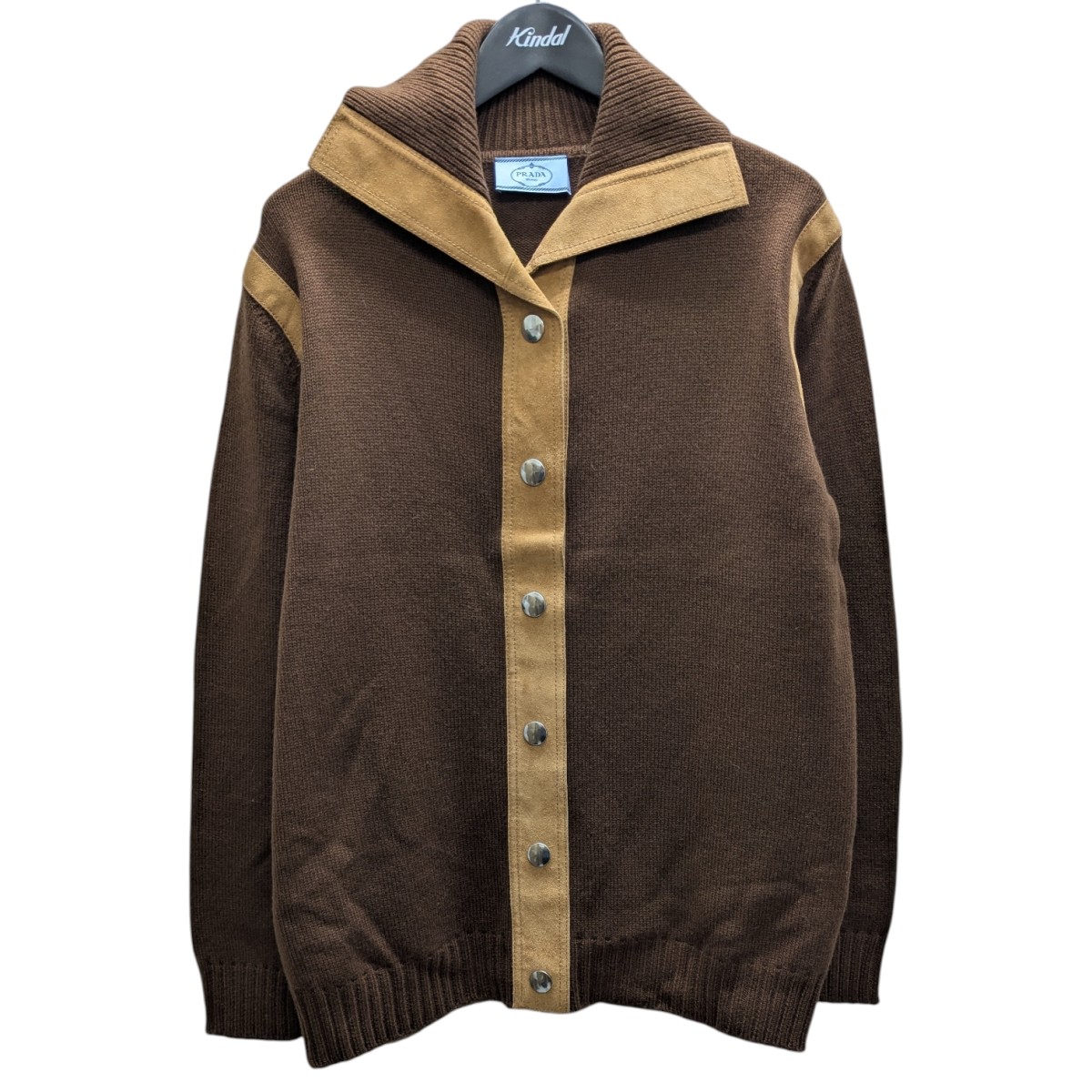 【中古】 PRADA　 スウェード切替カシミヤニット ブラウン サイズ：40 【311225】（プラダ） 53,196円