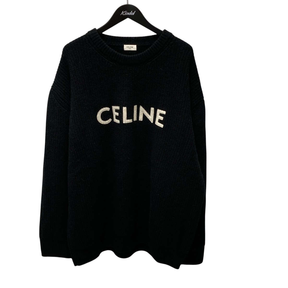 【中古】 CELINE Embroidery Over Size Sweater クルーネックニット 2A19R2050 ブラック サイズ：XL 【価格見直し】
