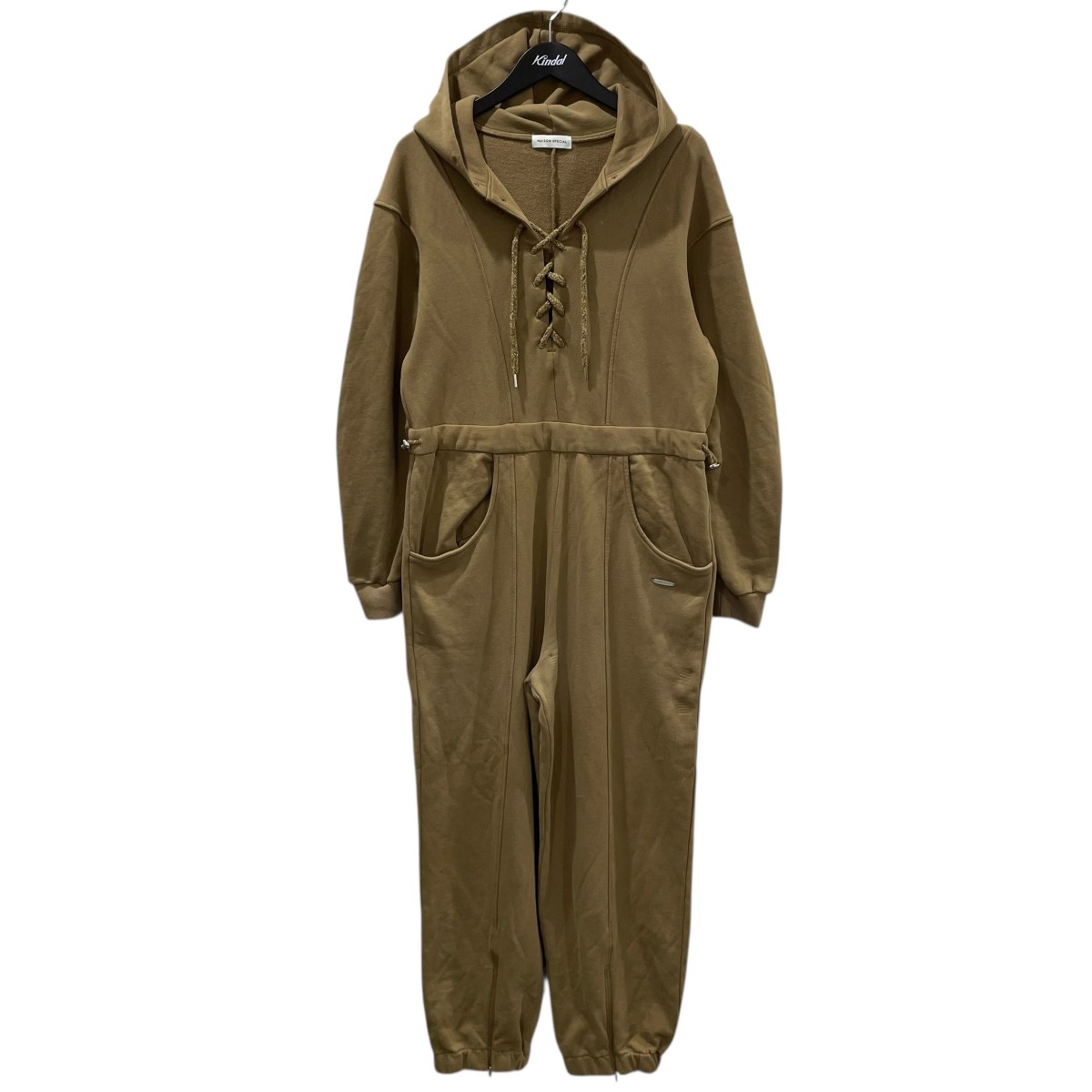 【中古】 MAISON SPECIAL 24AW レースアップスウェットフードオールインワン Lace Up Sweat Hood All-in-one 21252265701 カーキ サイズ：36 【価格見直し】