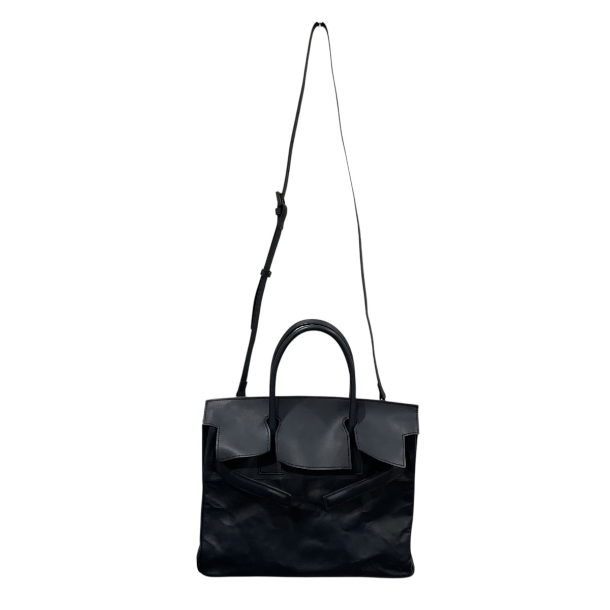 【中古】 DUREN 2WAYレザーバッグ ショルダーバッグ トートバッグ THE MAN ザ マン 28cm DUR-MA014 ネイビー 【価格見直し】