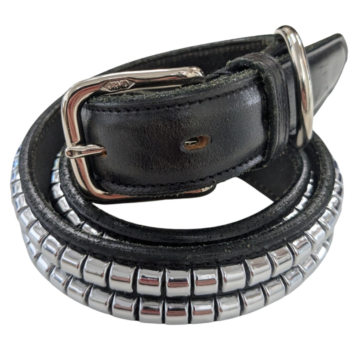 【中古】 J＆M DAVIDSON スタッズベルト ブラック サイズ：34/86 【価格見直し】